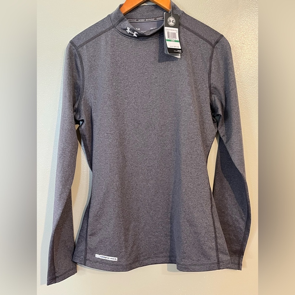 Under Armour ColdGear Mock in Charcoal Basic Top L NWT